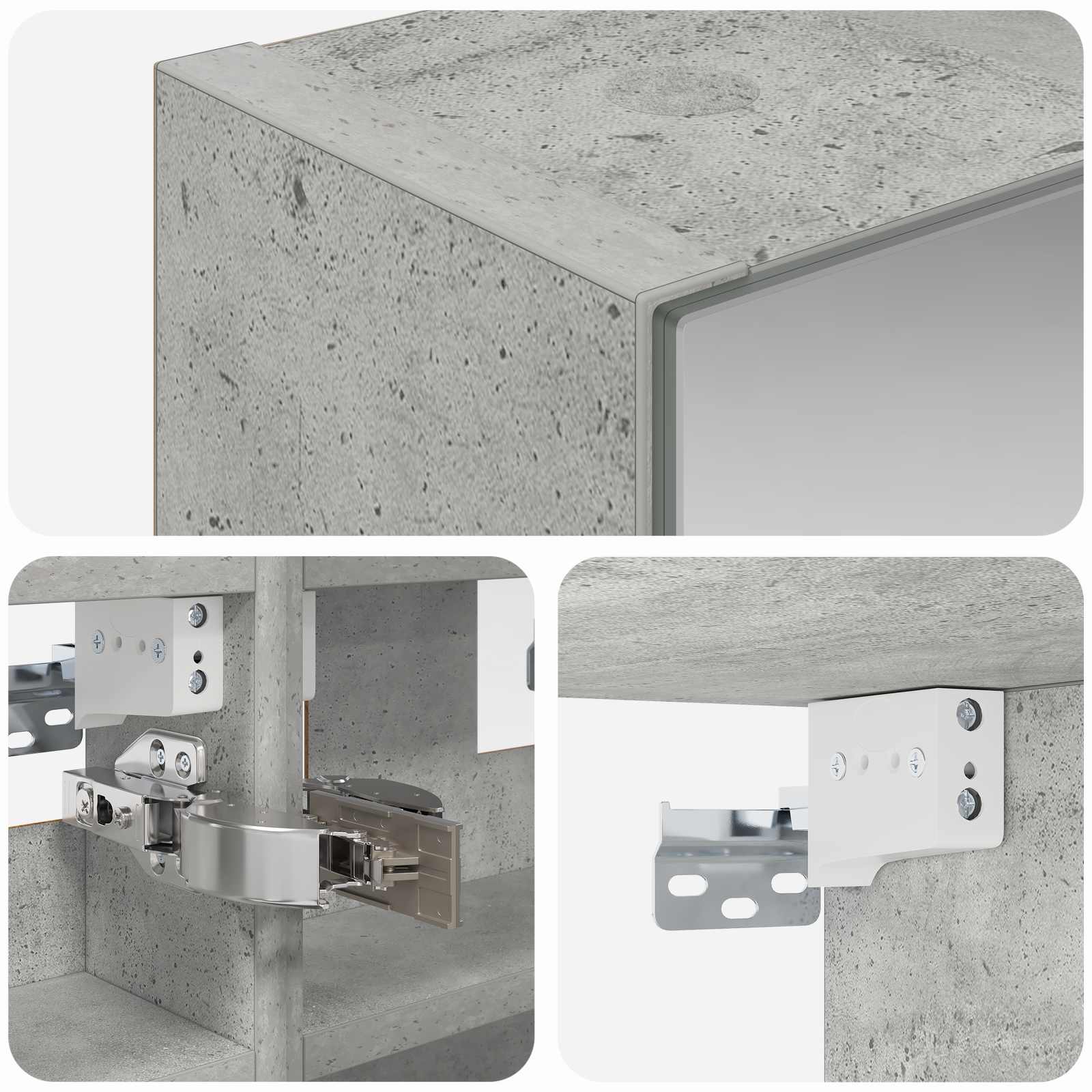 Badkamer spiegelkast Beton Grijs 30 x 10,5 x 50 cm Bewerkt hout is nu te koop bij PeponiXL, paradijselijk wonen!