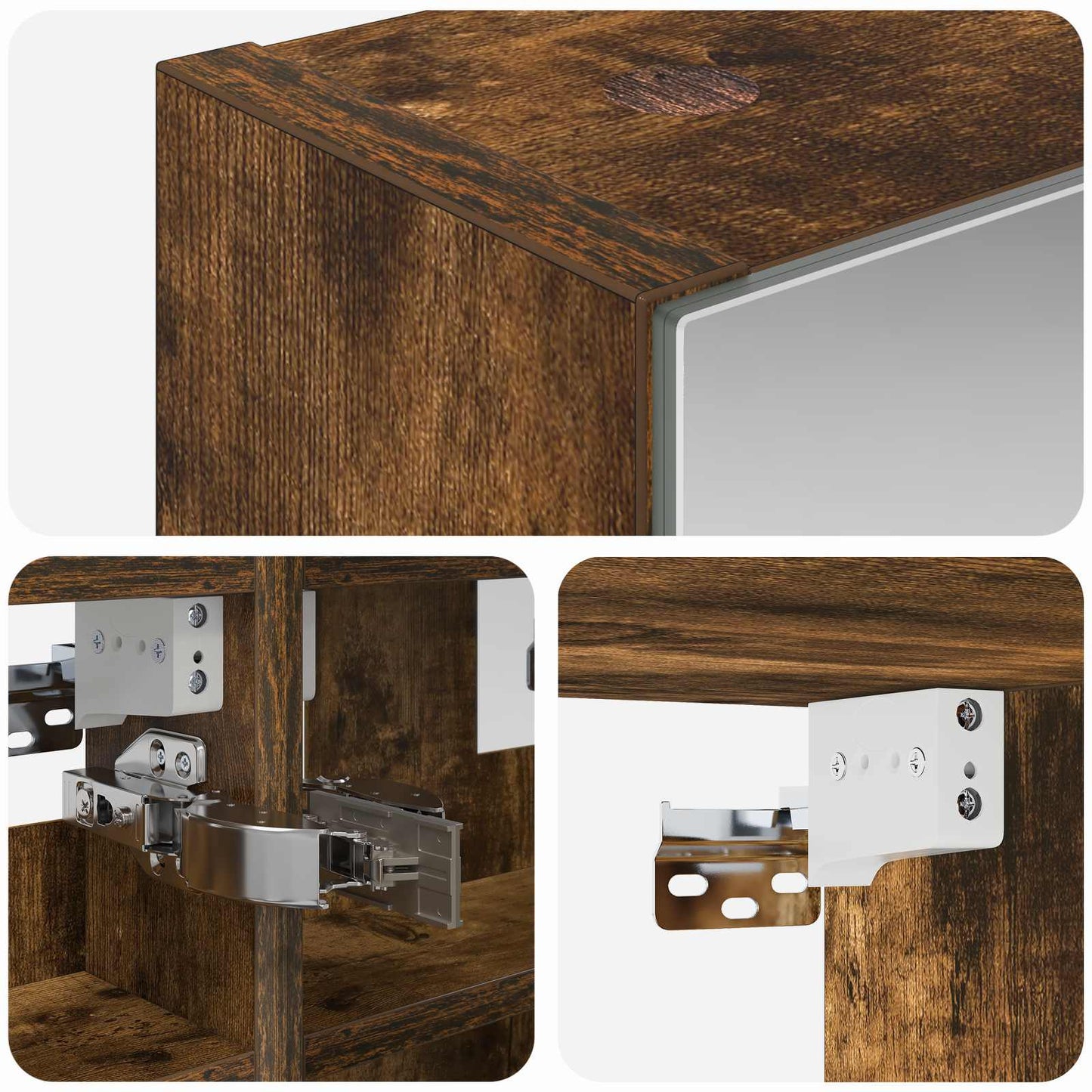 Badkamer spiegelkast met plank Gerookt eiken 30 x 10,5 x 50 cm is nu te koop bij PeponiXL, paradijselijk wonen!