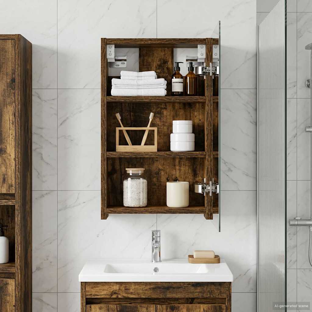 Badkamer spiegelkast met plank Gerookt eiken 30 x 10,5 x 50 cm is nu te koop bij PeponiXL, paradijselijk wonen!