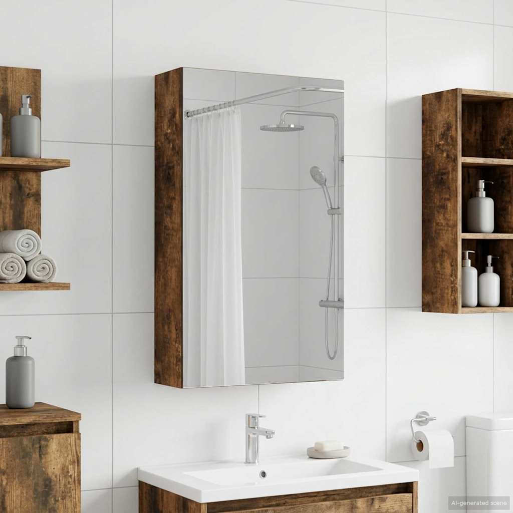 Badkamer spiegelkast met plank Gerookt eiken 30 x 10,5 x 50 cm is nu te koop bij PeponiXL, paradijselijk wonen!