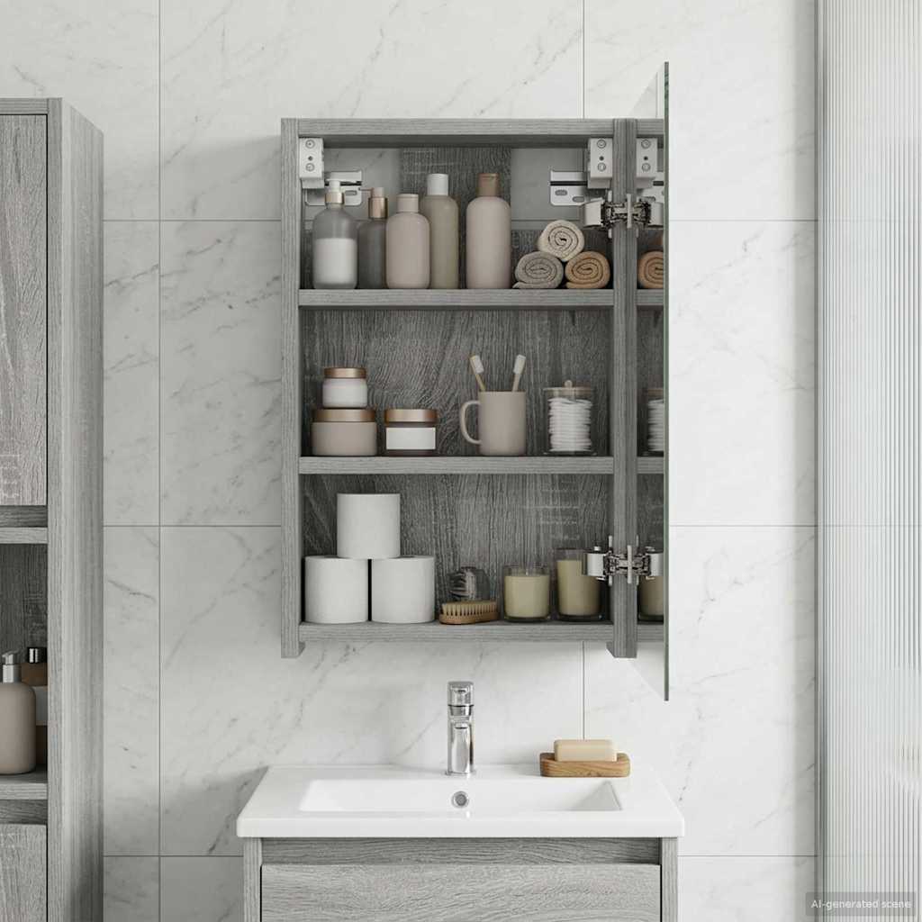 Badkamer spiegelkast met plank Grijs Sonoma 30 x 10,5 x 50 cm is nu te koop bij PeponiXL, paradijselijk wonen!