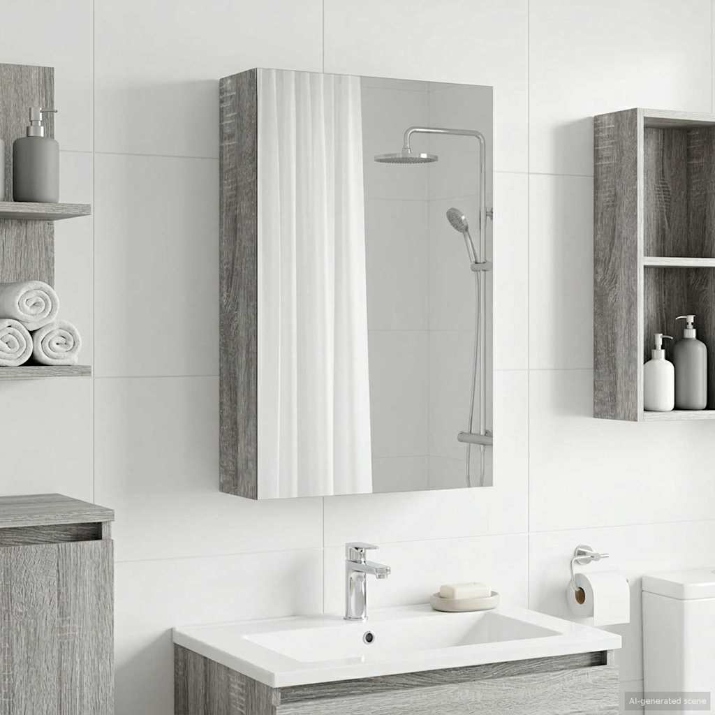 Badkamer spiegelkast met plank Grijs Sonoma 30 x 10,5 x 50 cm is nu te koop bij PeponiXL, paradijselijk wonen!