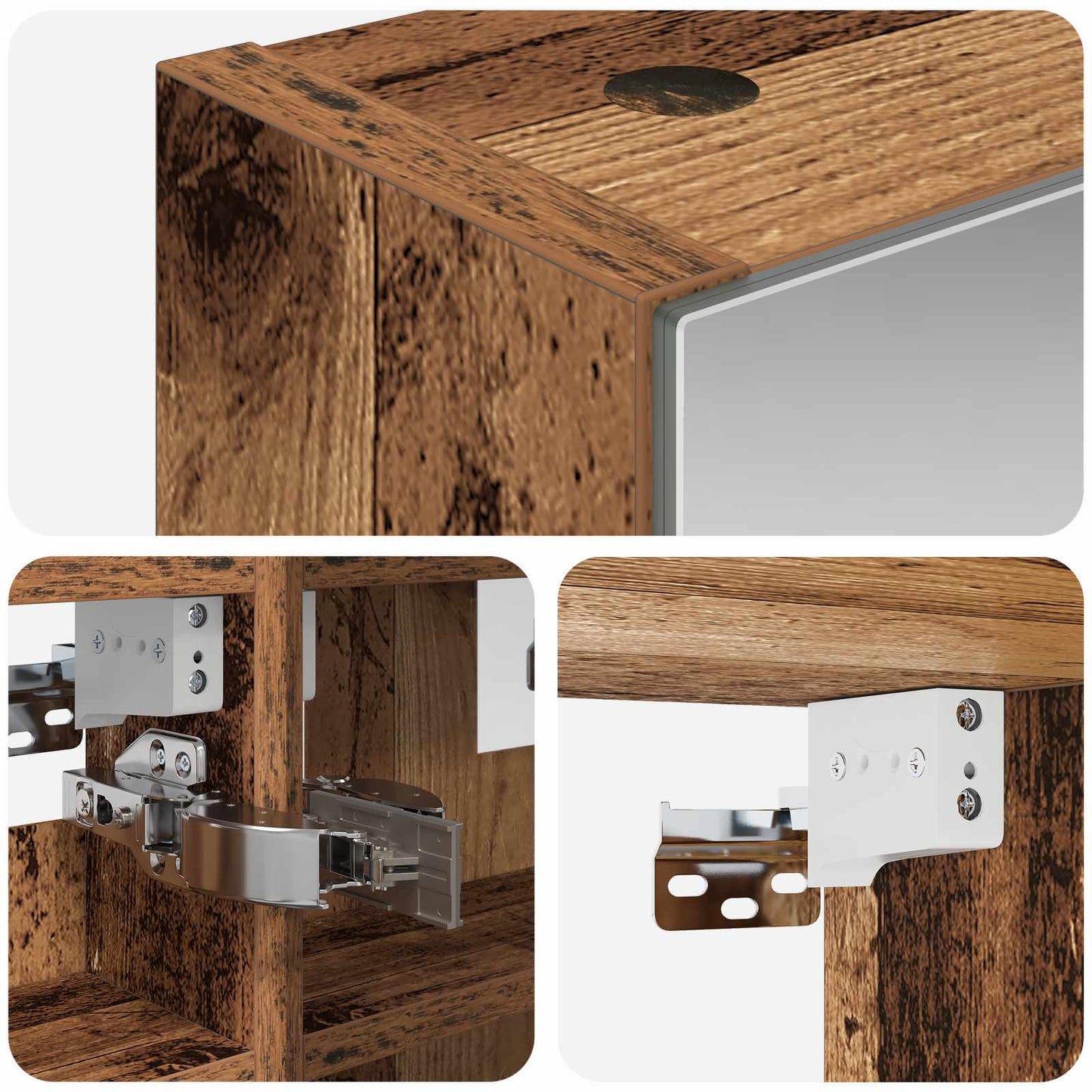 Badkamer spiegelkast Oudhout 30 x 10,5 x 50 cm Bewerkt hout is nu te koop bij PeponiXL, paradijselijk wonen!