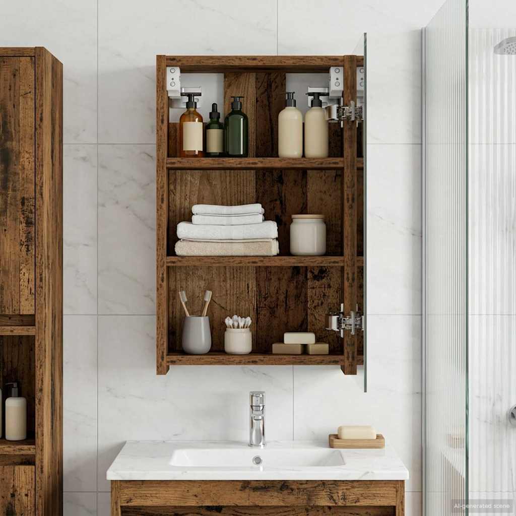 Badkamer spiegelkast Oudhout 30 x 10,5 x 50 cm Bewerkt hout is nu te koop bij PeponiXL, paradijselijk wonen!