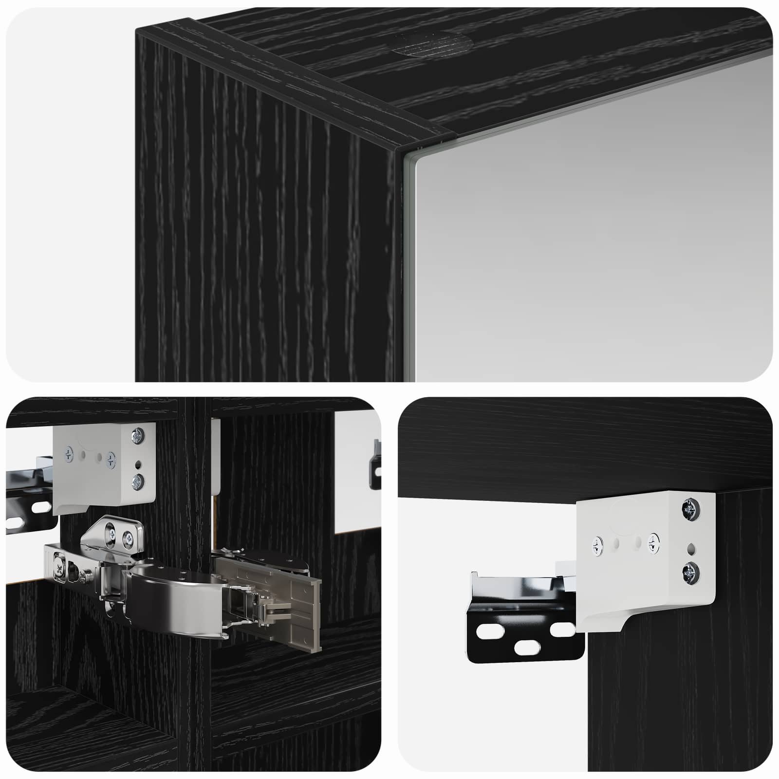 Badkamer spiegelkast Zwart Eiken 30 x 10,5 x 50 cm Bewerkt hout is nu te koop bij PeponiXL, paradijselijk wonen!