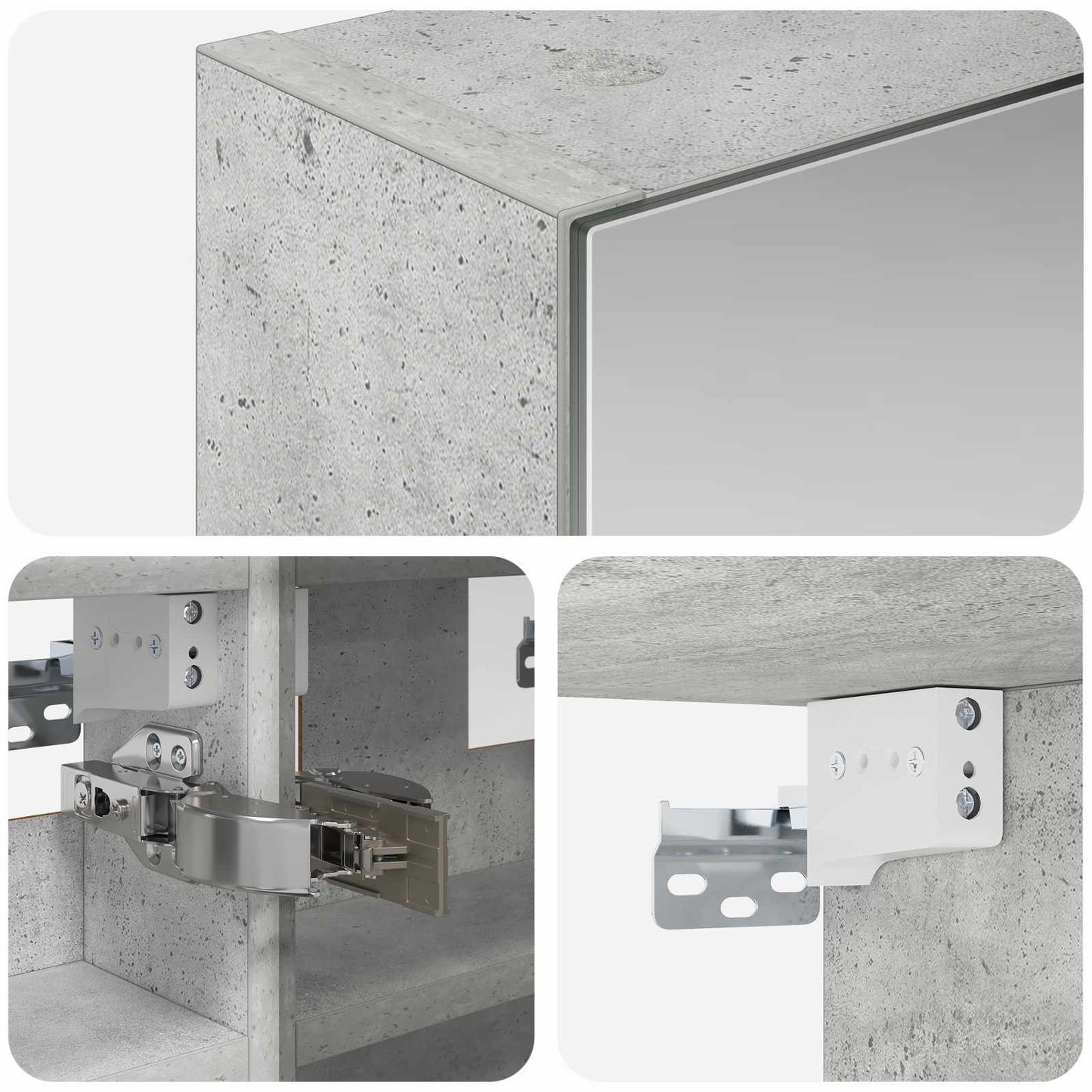 Badkamer spiegelkast Beton Grijs 30 x 10,5 x 50 cm Bewerkt hout is nu te koop bij PeponiXL, paradijselijk wonen!