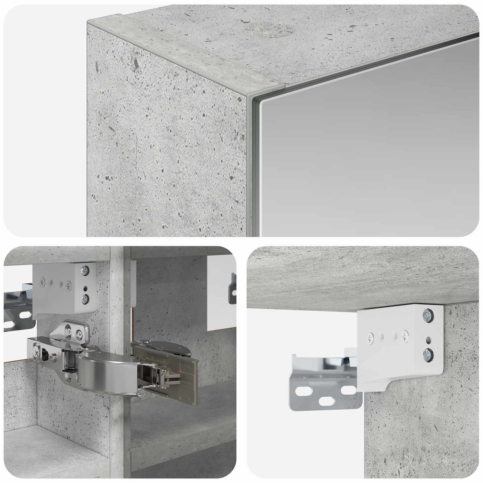 Badkamer spiegelkast Beton Grijs 30 x 10,5 x 50 cm Bewerkt hout is nu te koop bij PeponiXL, paradijselijk wonen!