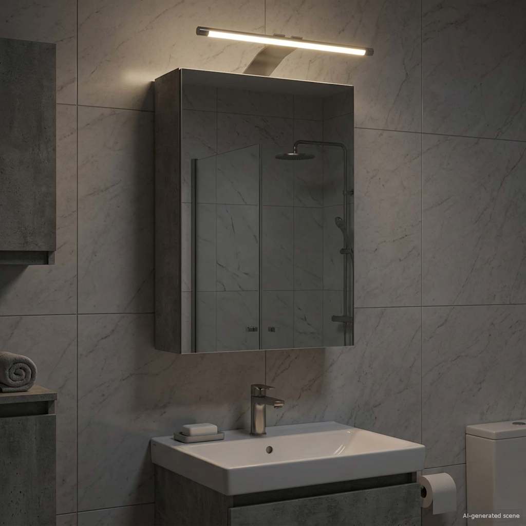 Badkamer spiegelkast Beton Grijs 30 x 10,5 x 50 cm Bewerkt hout is nu te koop bij PeponiXL, paradijselijk wonen!