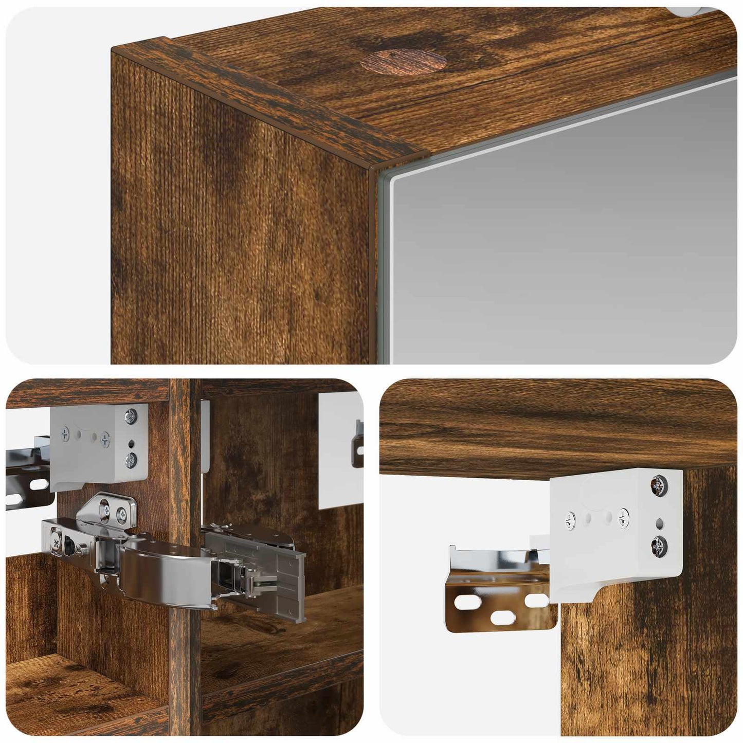 Badkamer spiegelkast met plank Gerookt eiken 30 x 10,5 x 50 cm is nu te koop bij PeponiXL, paradijselijk wonen!