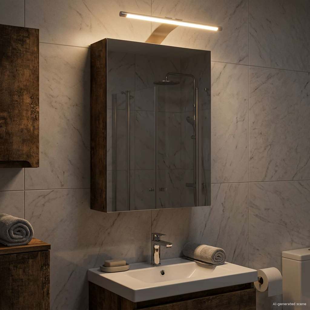Badkamer spiegelkast met plank Gerookt eiken 30 x 10,5 x 50 cm is nu te koop bij PeponiXL, paradijselijk wonen!