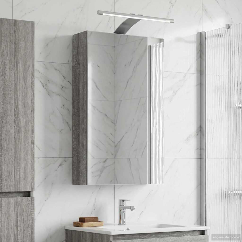 Badkamer spiegelkast met plank Grijs Sonoma 30 x 10,5 x 50 cm is nu te koop bij PeponiXL, paradijselijk wonen!