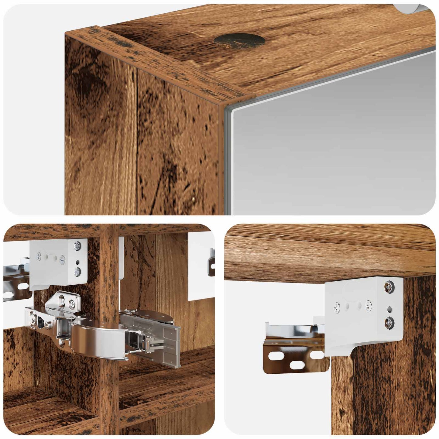 Badkamer spiegelkast Oudhout 30 x 10,5 x 50 cm Bewerkt hout is nu te koop bij PeponiXL, paradijselijk wonen!