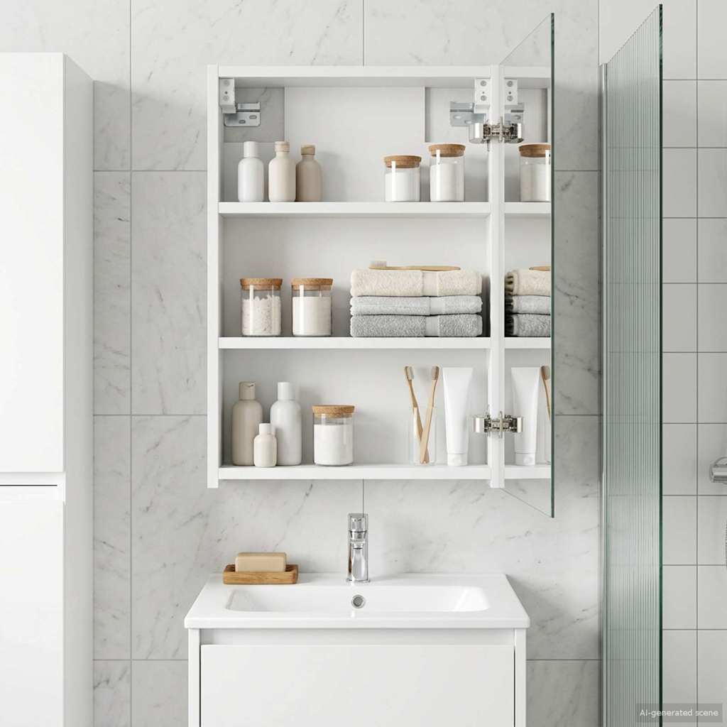 Badkamer spiegelkast Wit 40 x 10,5 x 60,5 cm Bewerkt hout is nu te koop bij PeponiXL, paradijselijk wonen!