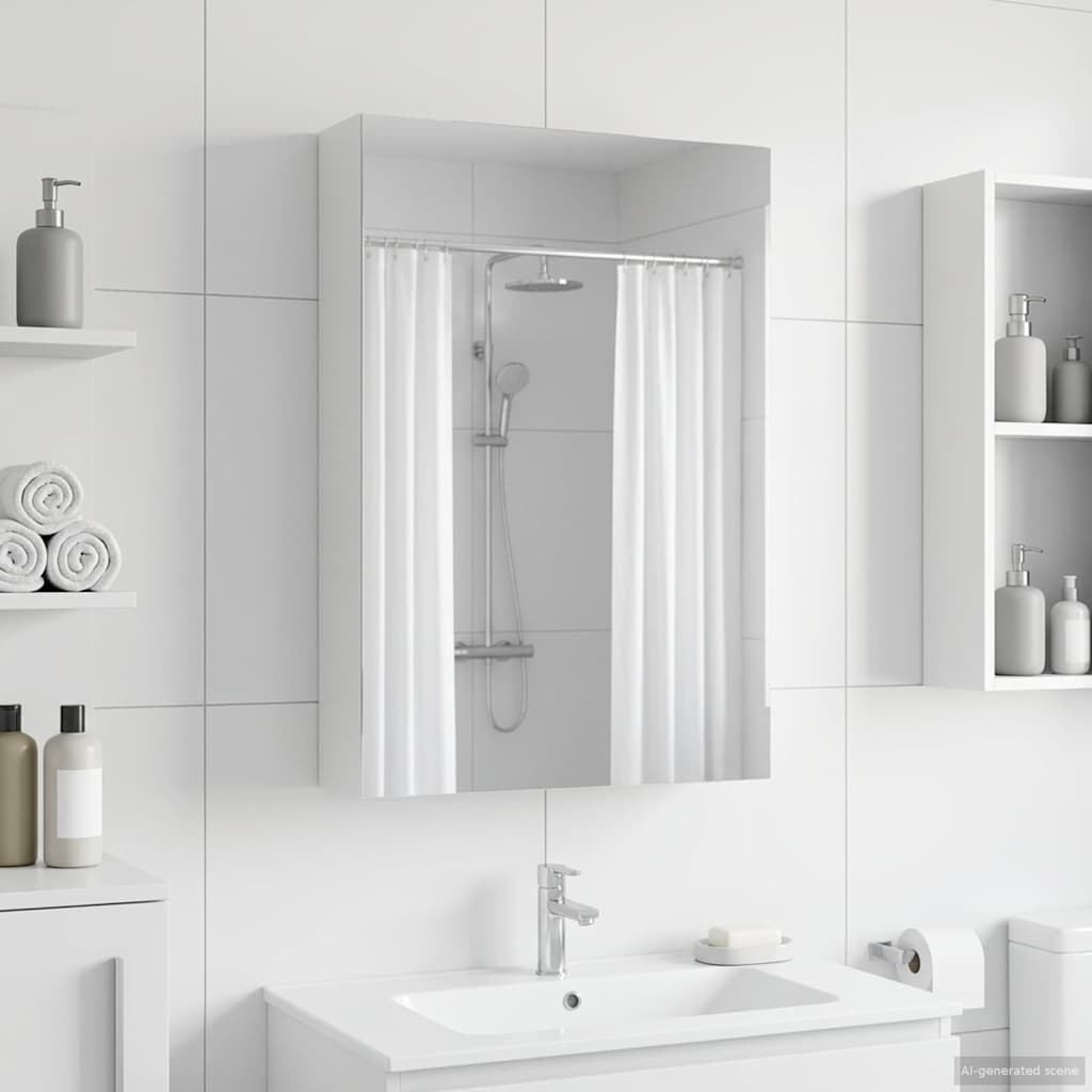 Badkamer spiegelkast Wit 40 x 10,5 x 60,5 cm Bewerkt hout is nu te koop bij PeponiXL, paradijselijk wonen!