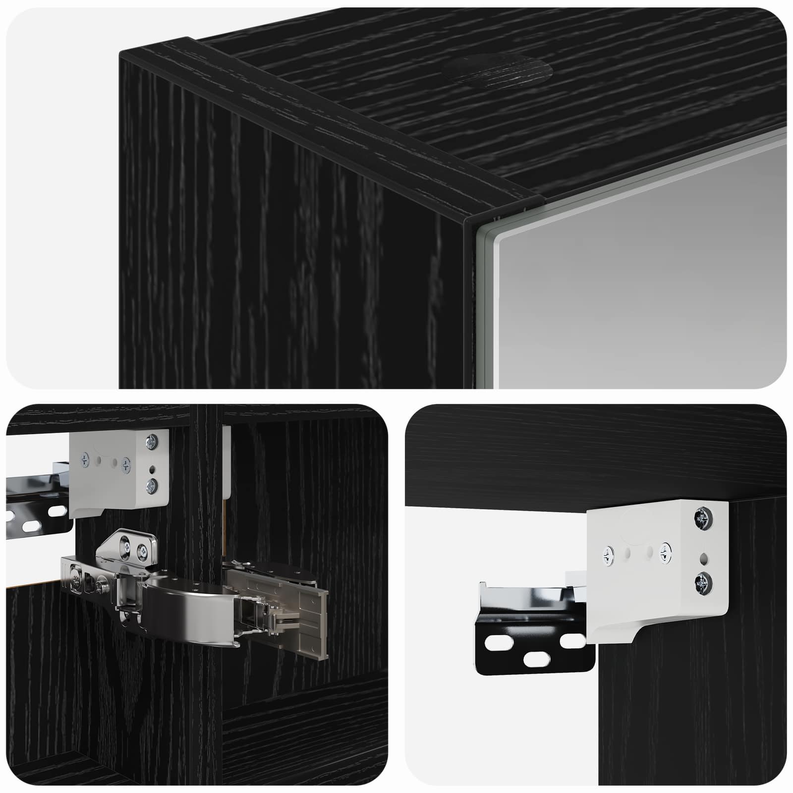 Badkamer spiegelkast met plank Zwart Eiken 40 x 10,5 x 60,5 cm is nu te koop bij PeponiXL, paradijselijk wonen!