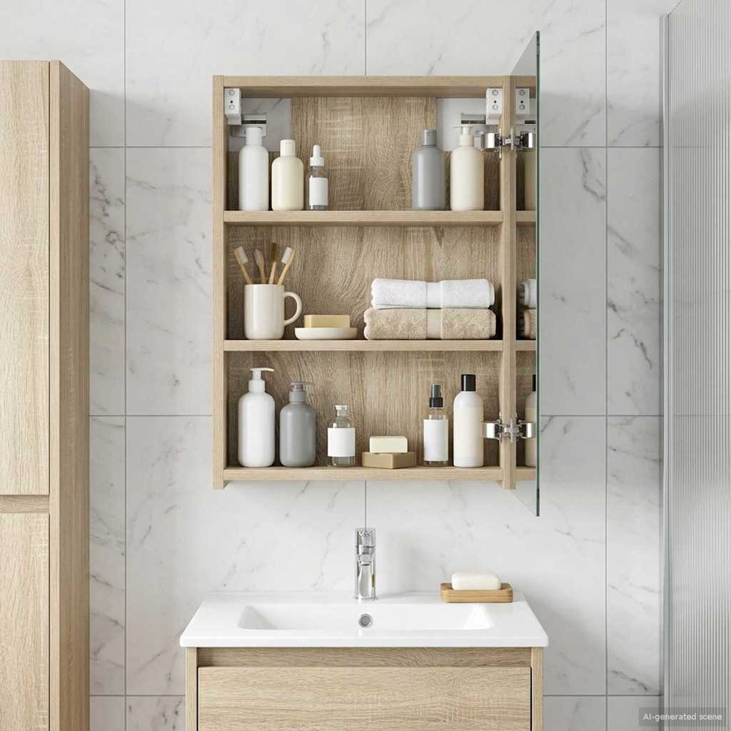 Badkamer spiegelkast met plank Sonoma Eiken 40 x 10,5 x 60,5 cm is nu te koop bij PeponiXL, paradijselijk wonen!