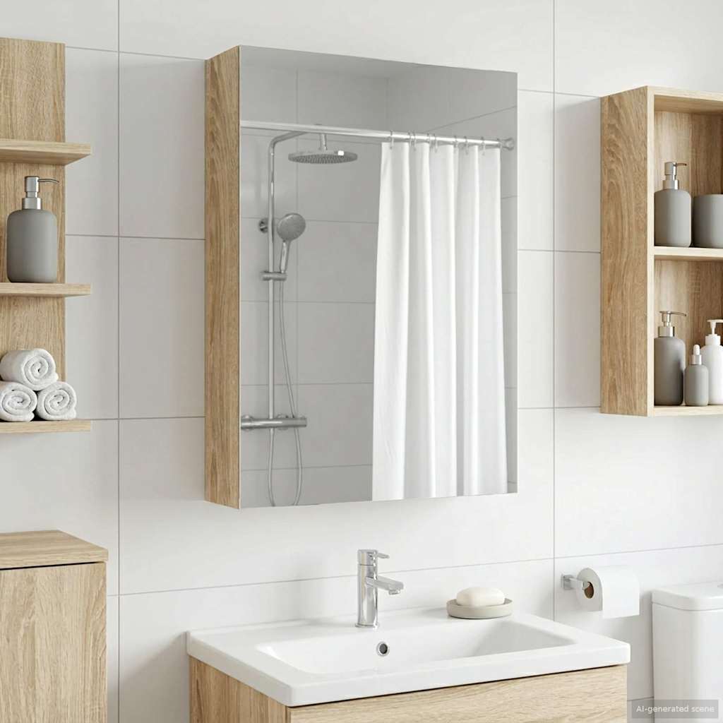 Badkamer spiegelkast met plank Sonoma Eiken 40 x 10,5 x 60,5 cm is nu te koop bij PeponiXL, paradijselijk wonen!