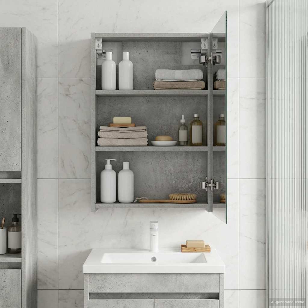 Badkamer spiegelkast met plank Beton Grijs 40 x 10,5 x 60,5 cm is nu te koop bij PeponiXL, paradijselijk wonen!