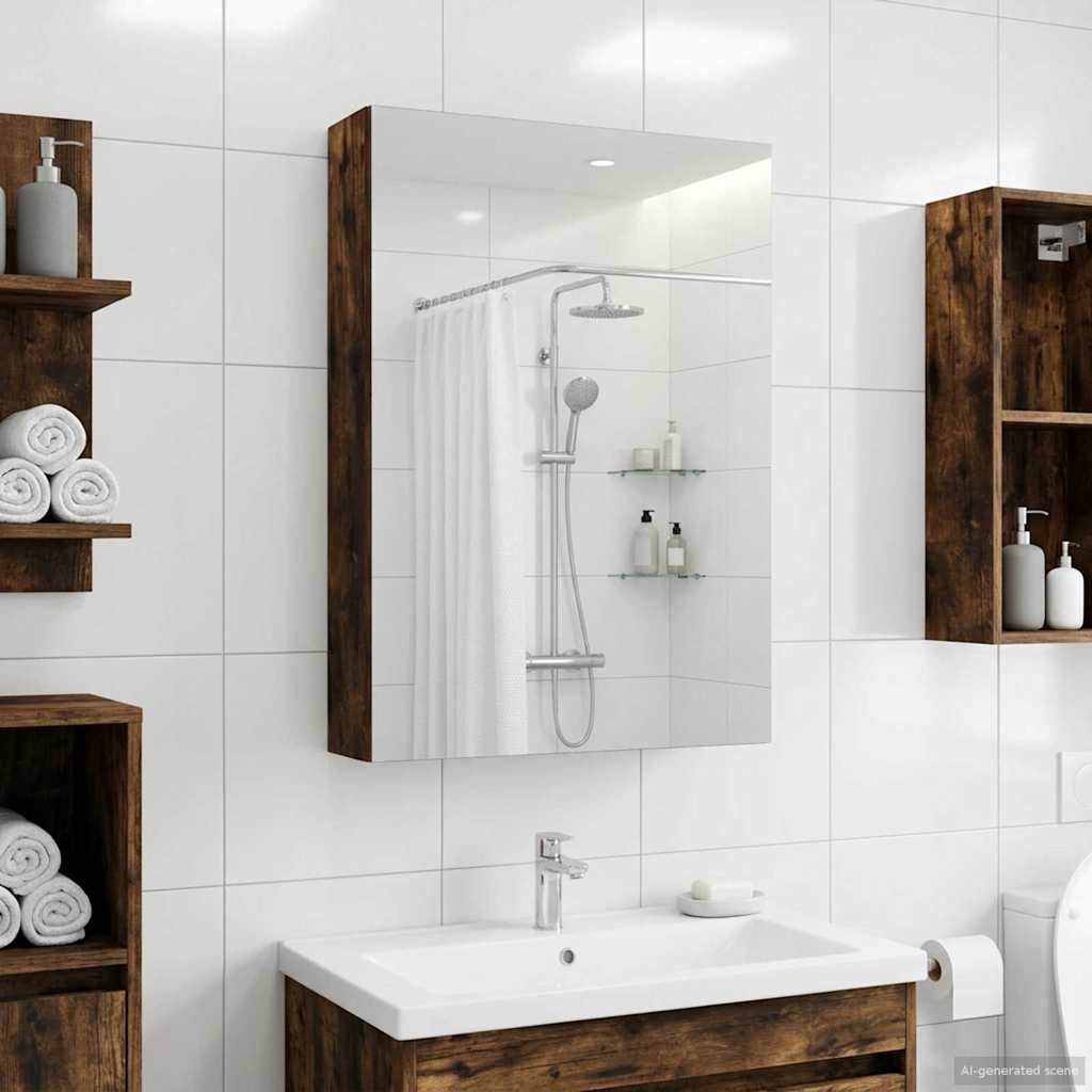 Badkamer spiegelkast Gerookt eiken 40 x 10,5 x 60,5 cm is nu te koop bij PeponiXL, paradijselijk wonen!