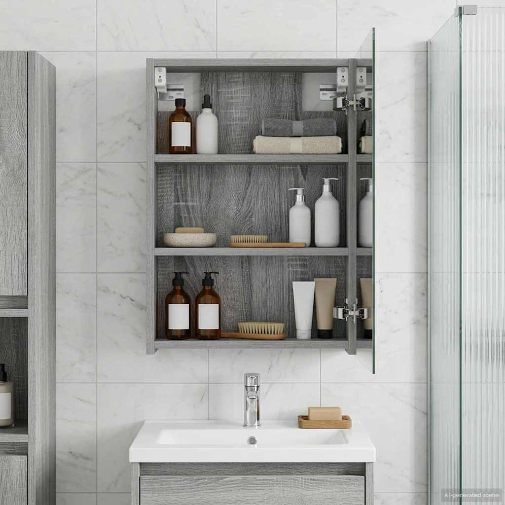 Badkamer spiegelkast met plank Grijs Sonoma 40 x 10,5 x 60,5 cm is nu te koop bij PeponiXL, paradijselijk wonen!