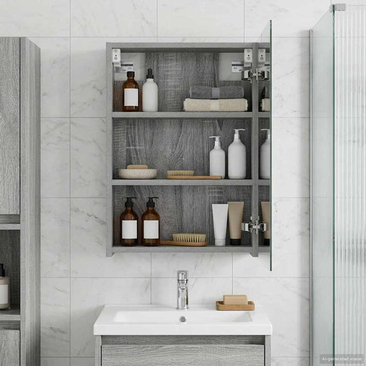 Badkamer spiegelkast met plank Grijs Sonoma 40 x 10,5 x 60,5 cm is nu te koop bij PeponiXL, paradijselijk wonen!