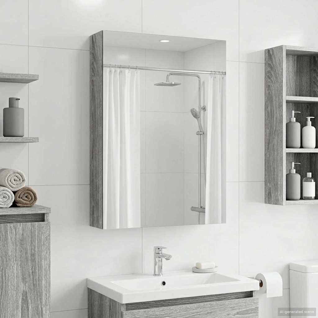 Badkamer spiegelkast met plank Grijs Sonoma 40 x 10,5 x 60,5 cm is nu te koop bij PeponiXL, paradijselijk wonen!