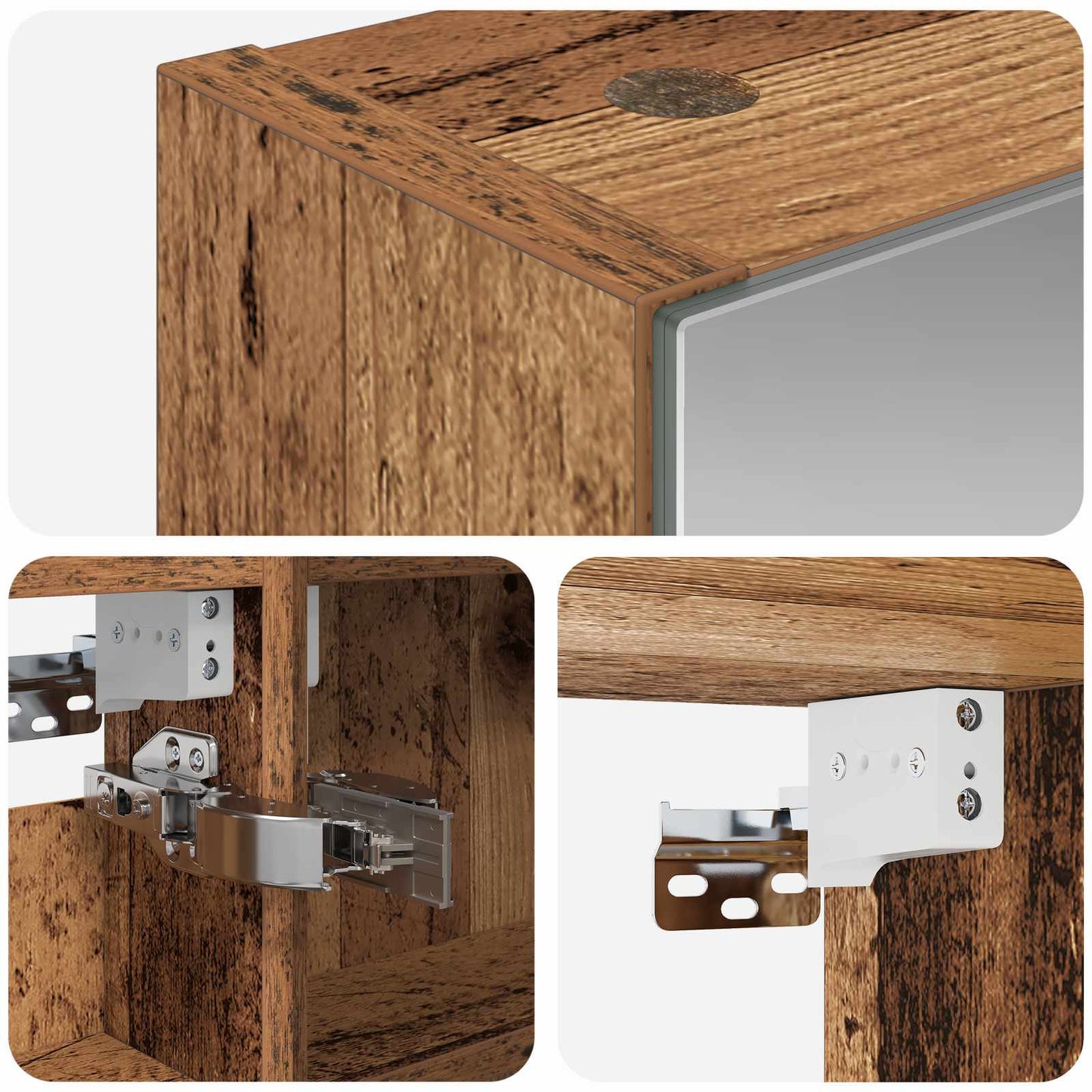 Badkamer spiegelkast Oudhout 40 x 10,5 x 60,5 cm Bewerkt hout is nu te koop bij PeponiXL, paradijselijk wonen!