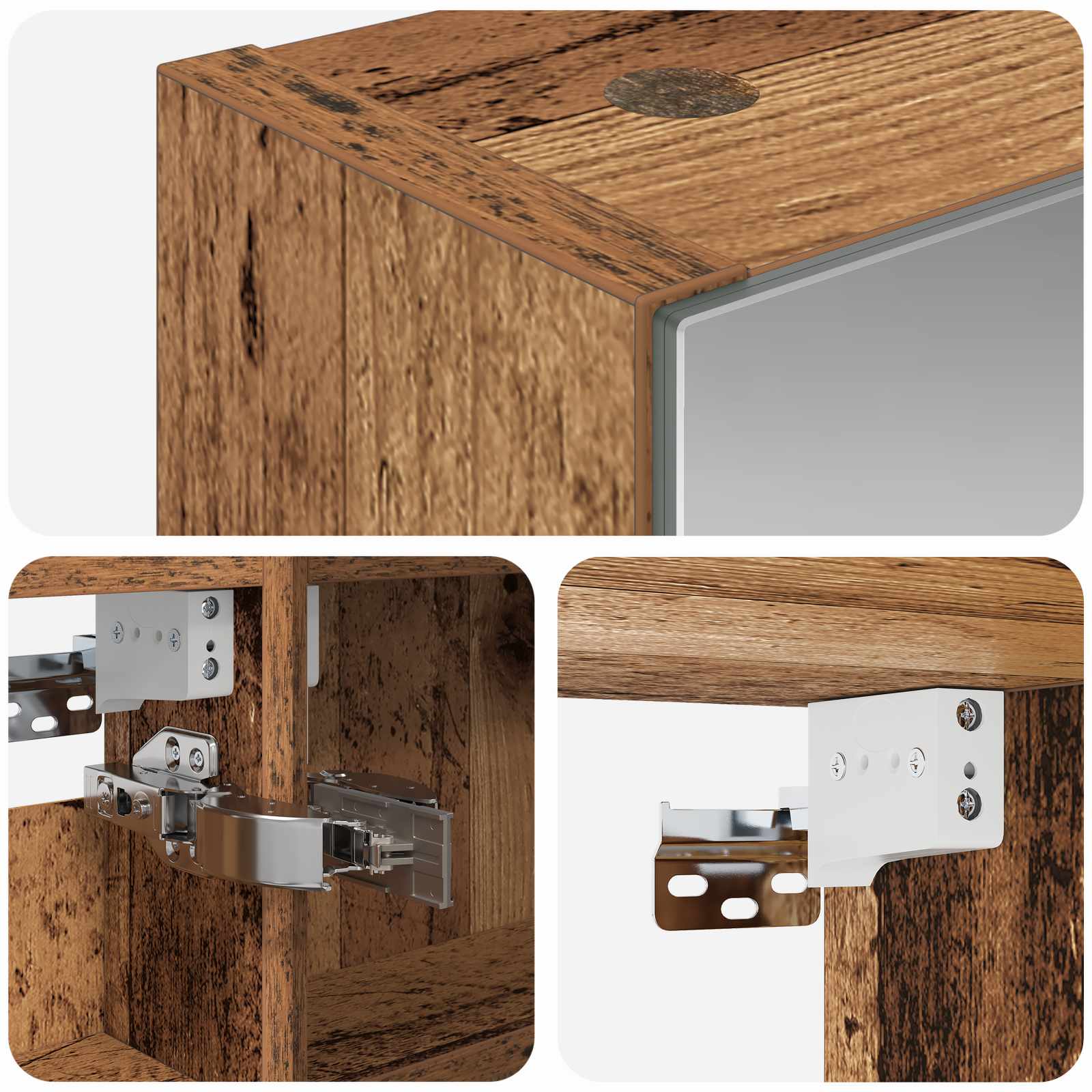 Badkamer spiegelkast Oudhout 40 x 10,5 x 60,5 cm Bewerkt hout is nu te koop bij PeponiXL, paradijselijk wonen!