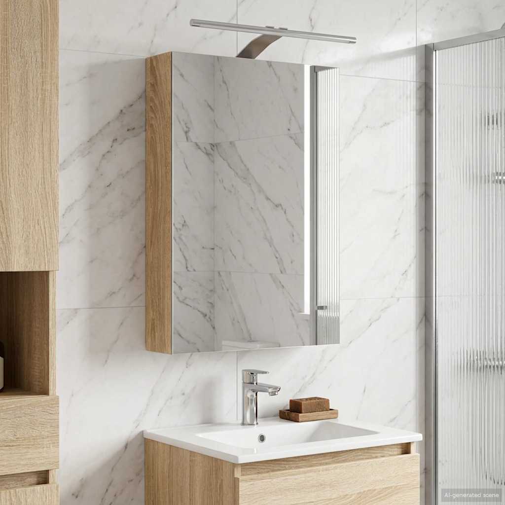 Badkamer spiegelkast met plank Sonoma Eiken 40 x 10,5 x 60,5 cm is nu te koop bij PeponiXL, paradijselijk wonen!
