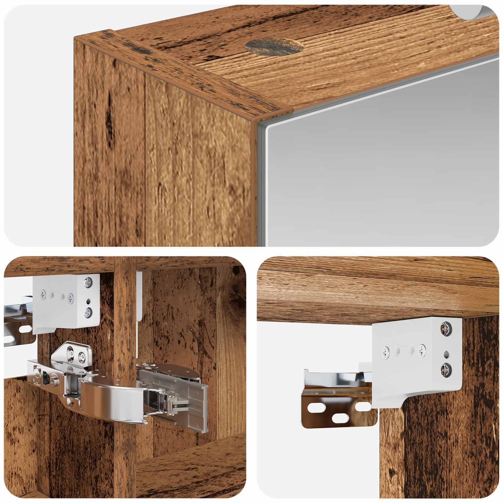 Badkamer spiegelkast Oudhout 40 x 10,5 x 60,5 cm Bewerkt hout is nu te koop bij PeponiXL, paradijselijk wonen!