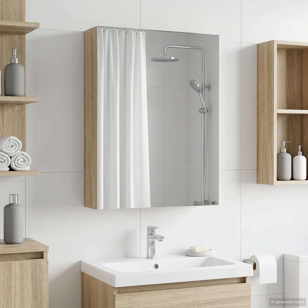 Badkamer spiegelkast met plank Sonoma Eiken 50 x 14,5 x 70 cm is nu te koop bij PeponiXL, paradijselijk wonen!