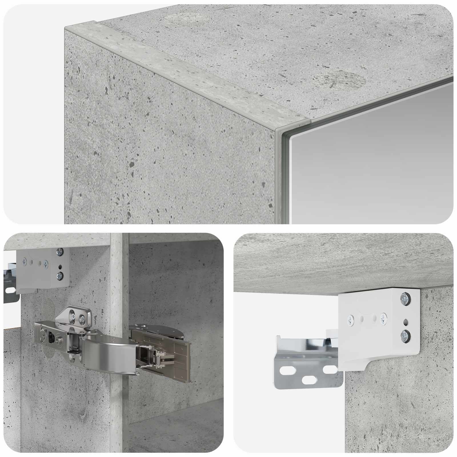 Badkamer spiegelkast Beton Grijs 50 x 14,5 x 70 cm Bewerkt hout is nu te koop bij PeponiXL, paradijselijk wonen!