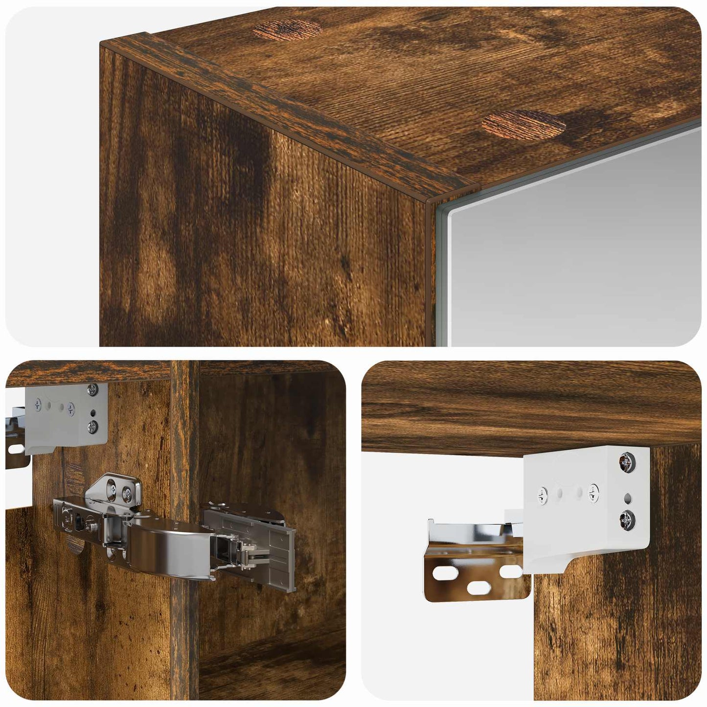 Badkamer spiegelkast met plank Gerookt eiken 50 x 14,5 x 70 cm is nu te koop bij PeponiXL, paradijselijk wonen!