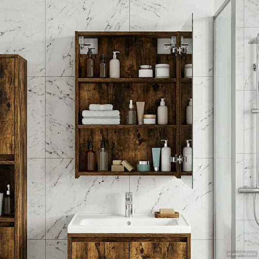 Badkamer spiegelkast met plank Gerookt eiken 50 x 14,5 x 70 cm is nu te koop bij PeponiXL, paradijselijk wonen!