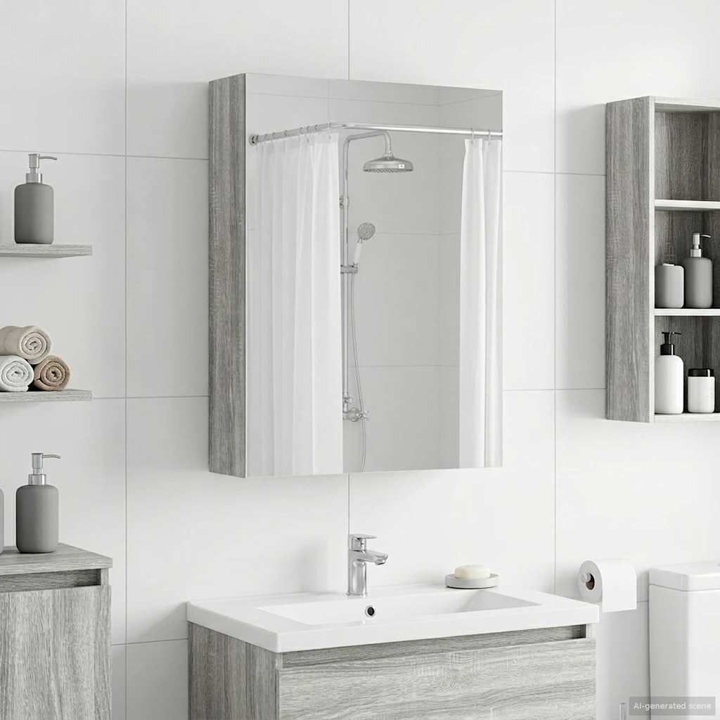 Badkamer spiegelkast met plank Grijs Sonoma 50 x 14,5 x 70 cm is nu te koop bij PeponiXL, paradijselijk wonen!