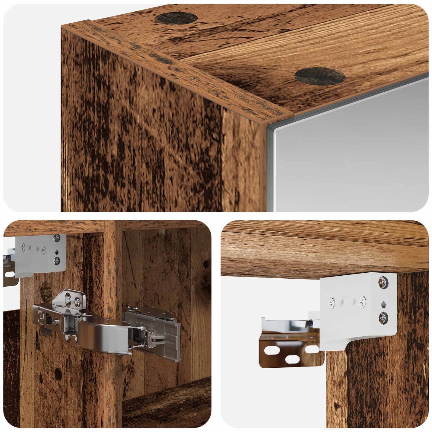 Badkamer spiegelkast Oudhout 50 x 14,5 x 70 cm Bewerkt hout is nu te koop bij PeponiXL, paradijselijk wonen!