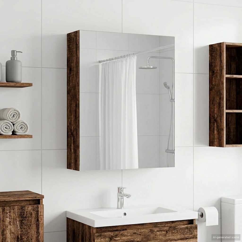 Badkamer spiegelkast Oudhout 50 x 14,5 x 70 cm Bewerkt hout is nu te koop bij PeponiXL, paradijselijk wonen!