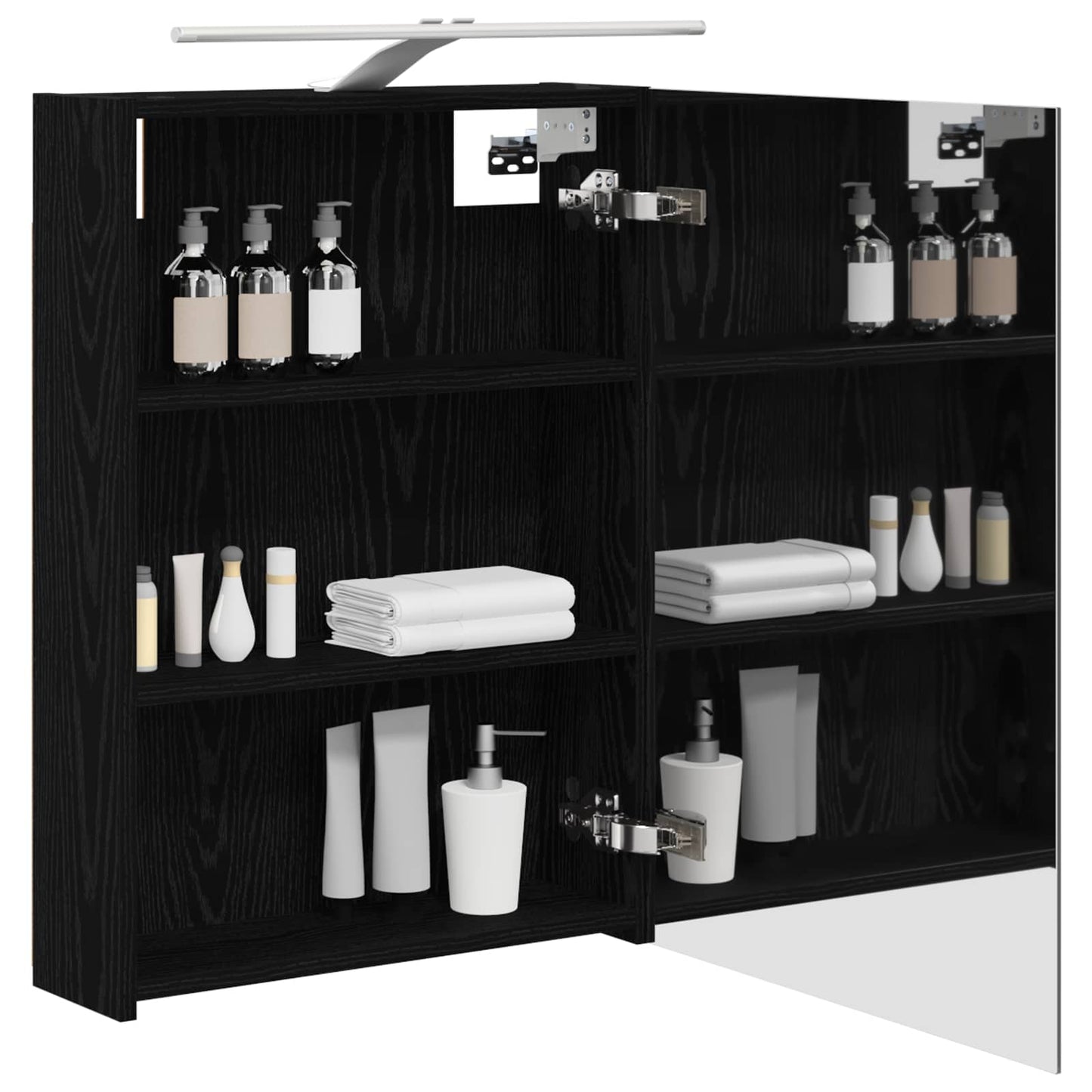 Badkamer spiegelkast Zwart Eiken 50 x 14,5 x 70 cm Bewerkt hout is nu te koop bij PeponiXL, paradijselijk wonen!