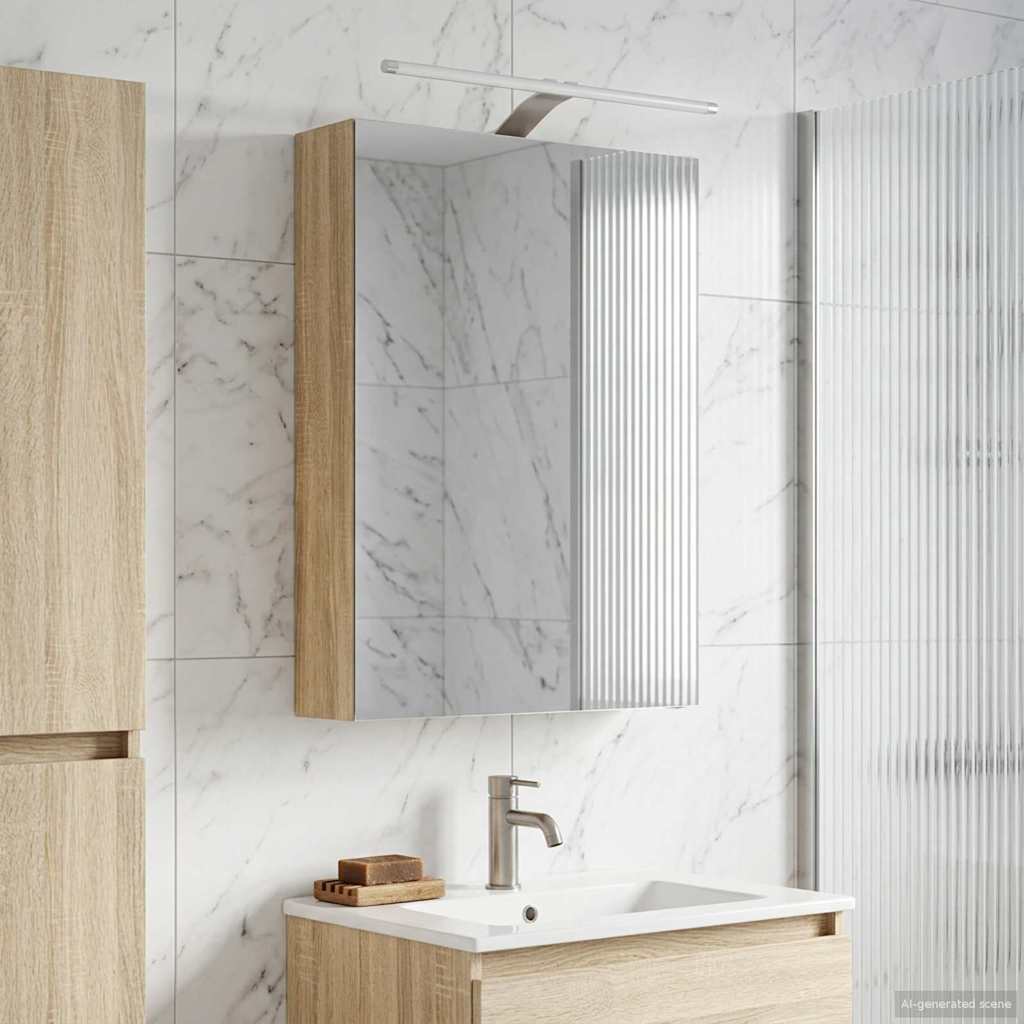 Badkamer spiegelkast met plank Sonoma Eiken 50 x 14,5 x 70 cm is nu te koop bij PeponiXL, paradijselijk wonen!