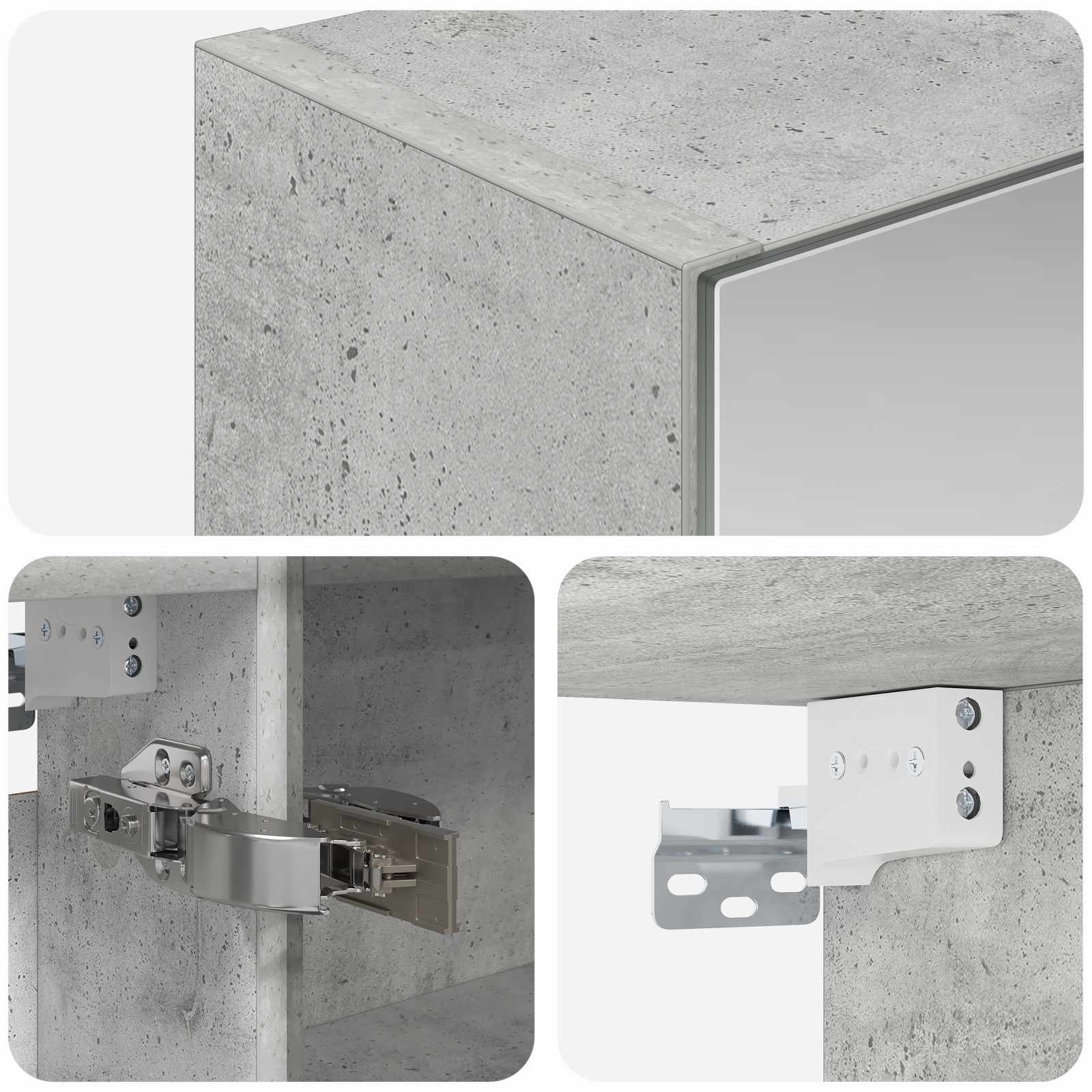 Badkamer spiegelkast Beton Grijs 50 x 14,5 x 70 cm Bewerkt hout is nu te koop bij PeponiXL, paradijselijk wonen!