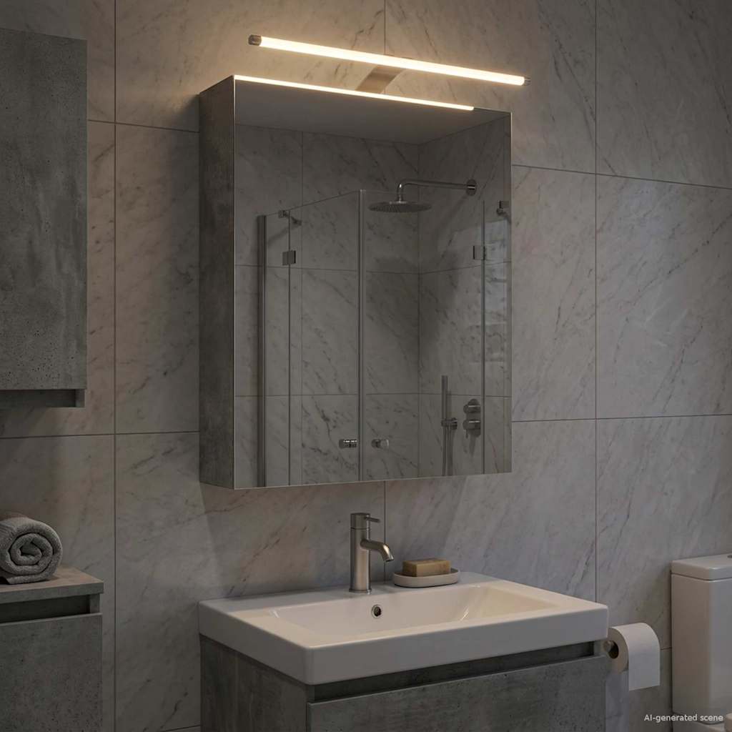 Badkamer spiegelkast Beton Grijs 50 x 14,5 x 70 cm Bewerkt hout is nu te koop bij PeponiXL, paradijselijk wonen!