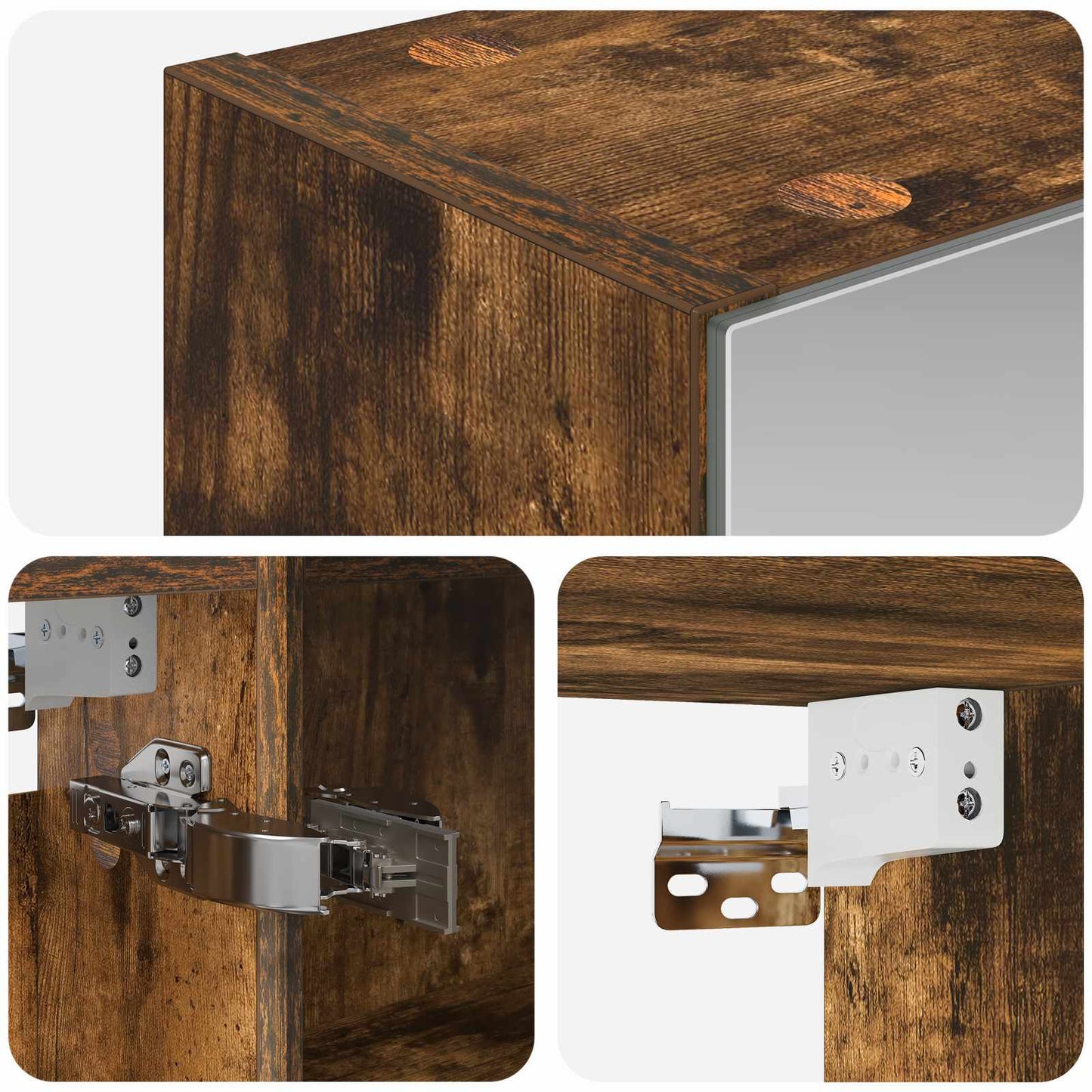 Badkamer spiegelkast met plank Gerookt eiken 50 x 14,5 x 70 cm is nu te koop bij PeponiXL, paradijselijk wonen!