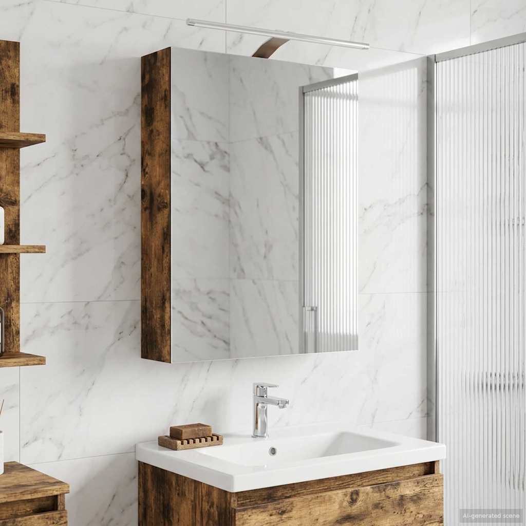 Badkamer spiegelkast met plank Gerookt eiken 50 x 14,5 x 70 cm is nu te koop bij PeponiXL, paradijselijk wonen!