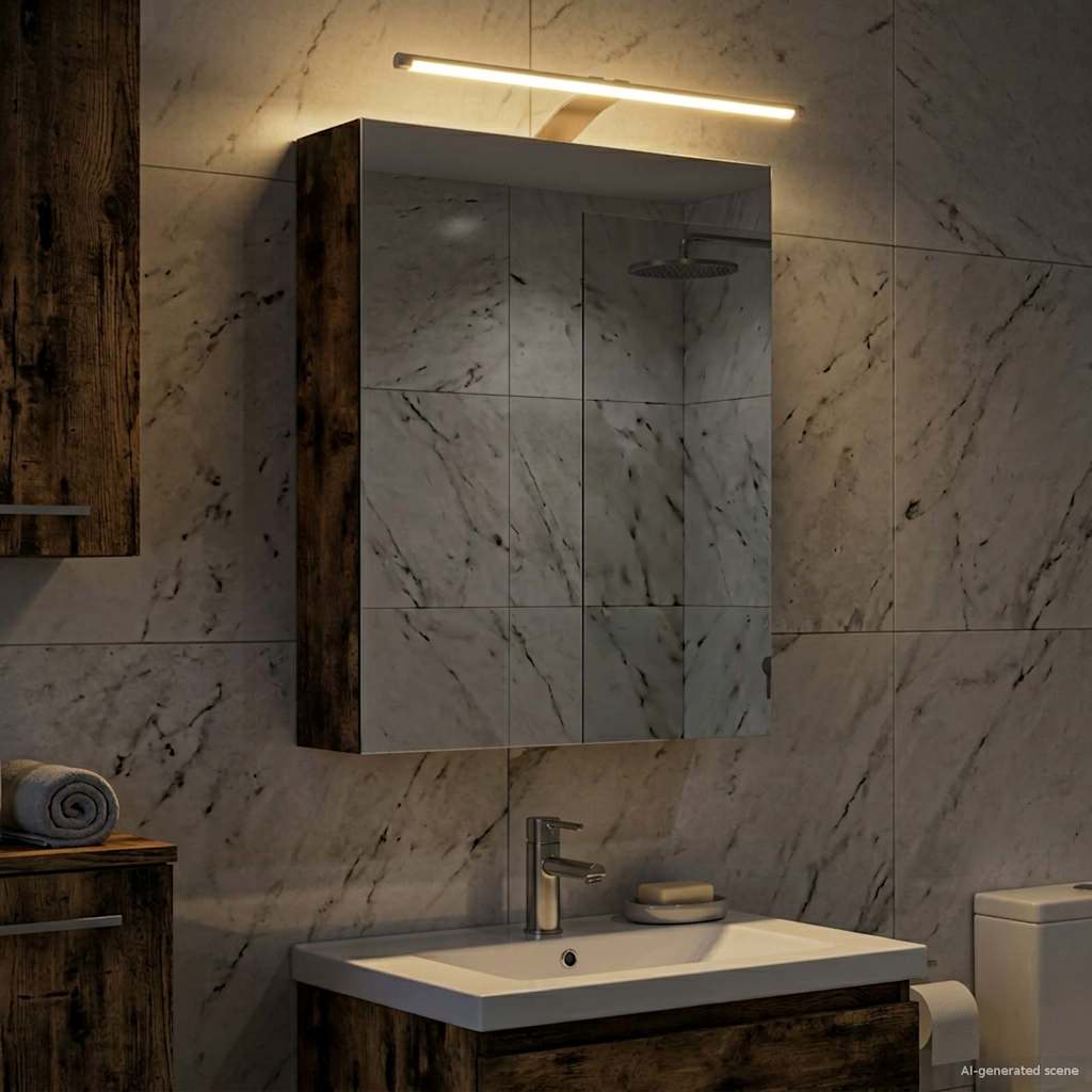 Badkamer spiegelkast met plank Gerookt eiken 50 x 14,5 x 70 cm is nu te koop bij PeponiXL, paradijselijk wonen!