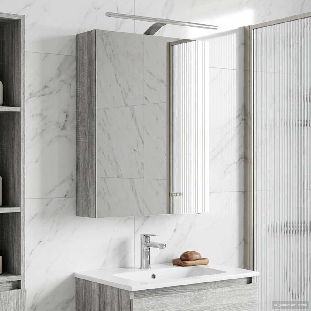 Badkamer spiegelkast met plank Grijs Sonoma 50 x 14,5 x 70 cm is nu te koop bij PeponiXL, paradijselijk wonen!