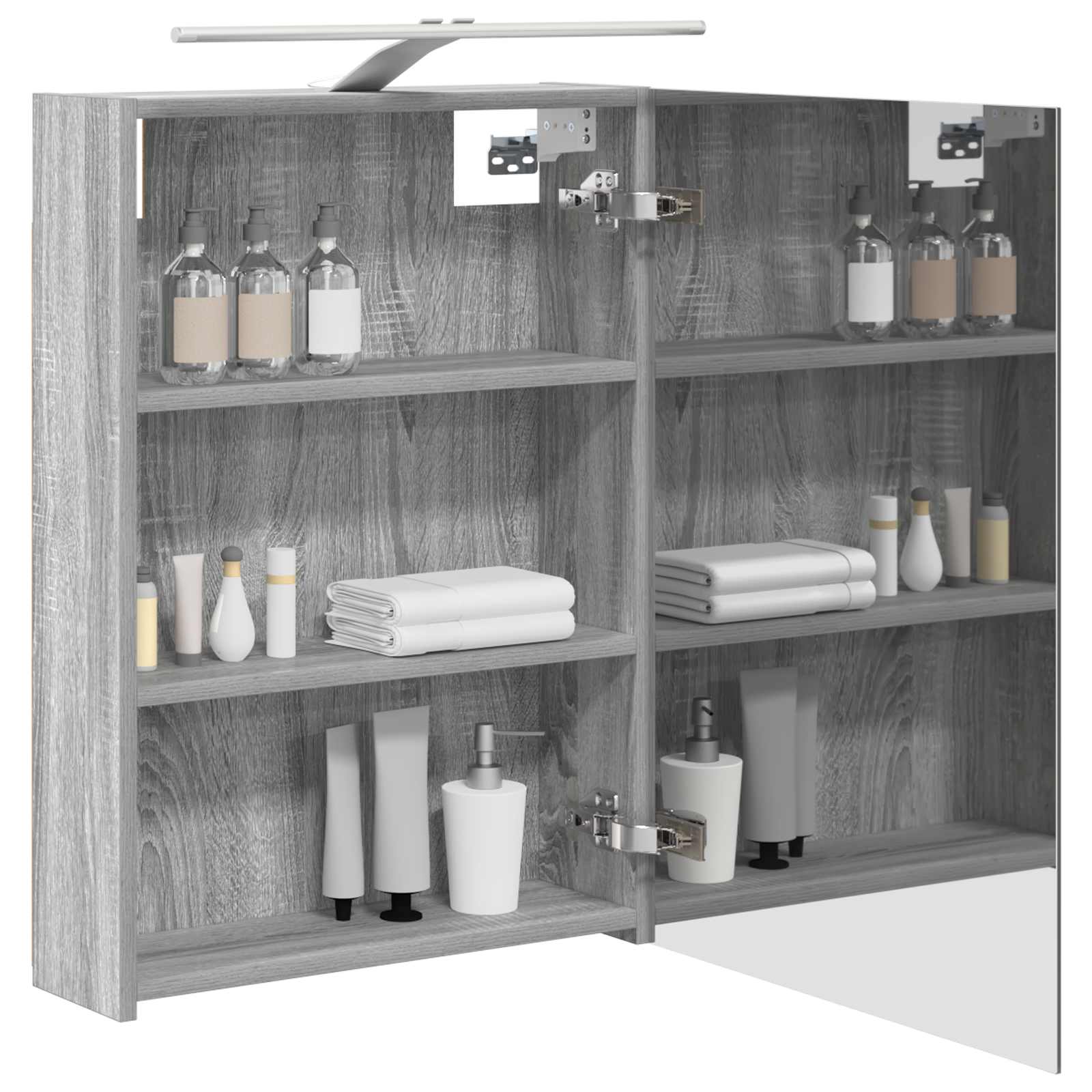 Badkamer spiegelkast met plank Grijs Sonoma 50 x 14,5 x 70 cm is nu te koop bij PeponiXL, paradijselijk wonen!