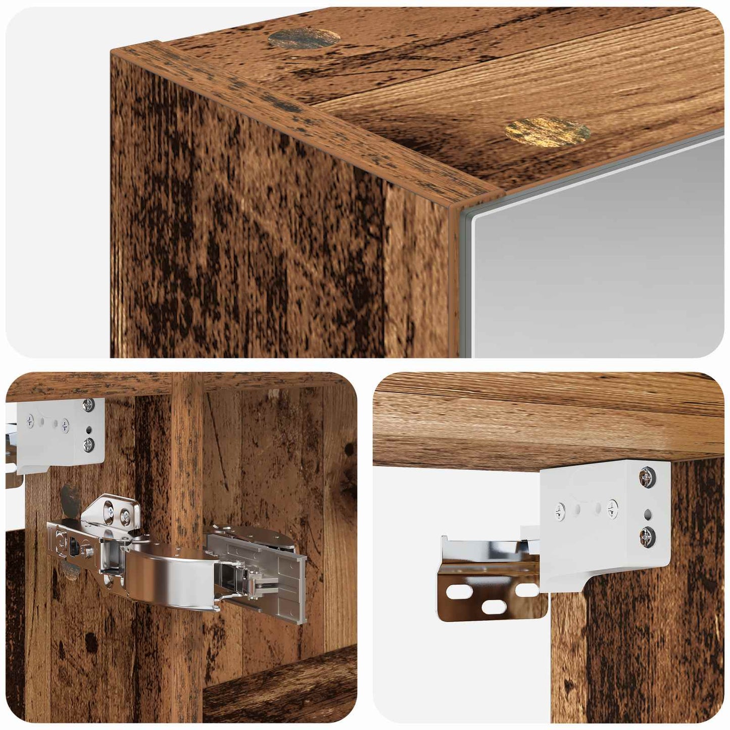 Badkamer spiegelkast Oudhout 50 x 14,5 x 70 cm Bewerkt hout is nu te koop bij PeponiXL, paradijselijk wonen!