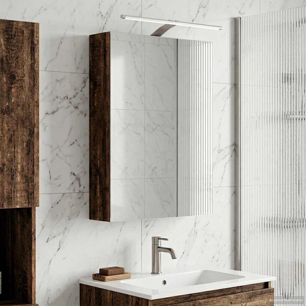 Badkamer spiegelkast Oudhout 50 x 14,5 x 70 cm Bewerkt hout is nu te koop bij PeponiXL, paradijselijk wonen!