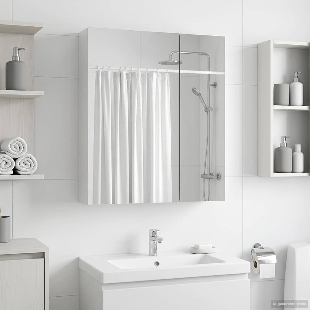 Badkamer spiegelkast Wit 60 x 14,5 x 70 cm Bewerkt hout is nu te koop bij PeponiXL, paradijselijk wonen!