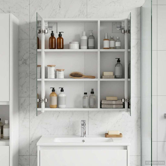 Badkamer spiegelkast Wit 60 x 14,5 x 70 cm Bewerkt hout is nu te koop bij PeponiXL, paradijselijk wonen!